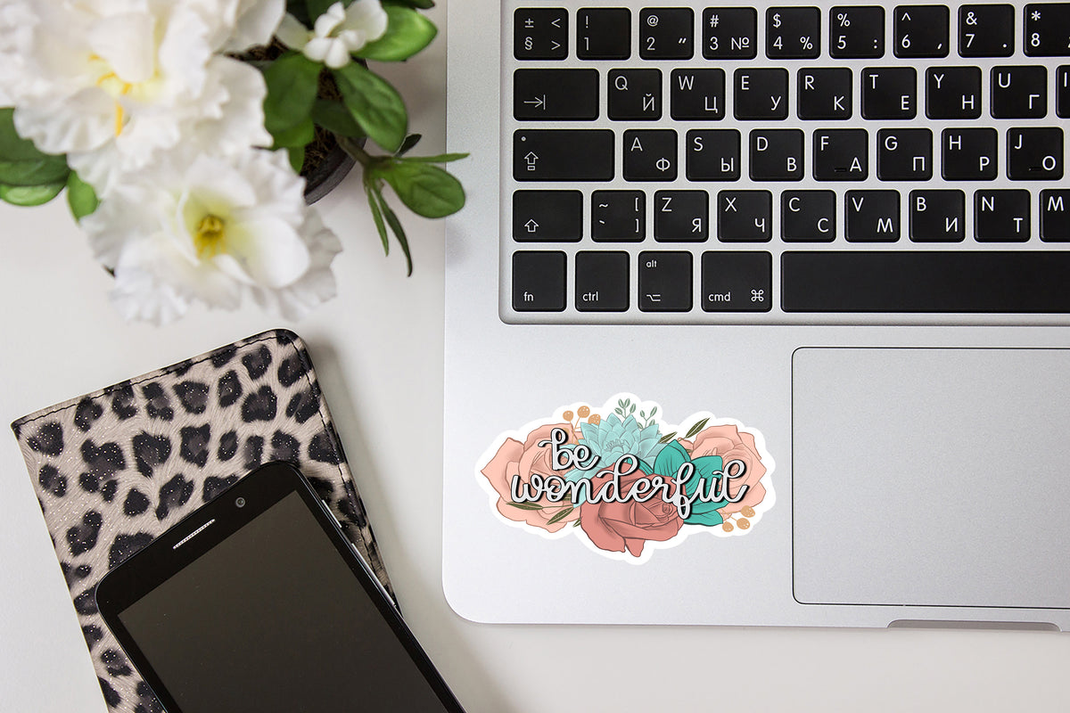 Be Wonderful Floral Sticker | Matte Laminated Vinyl Decal — photo 2