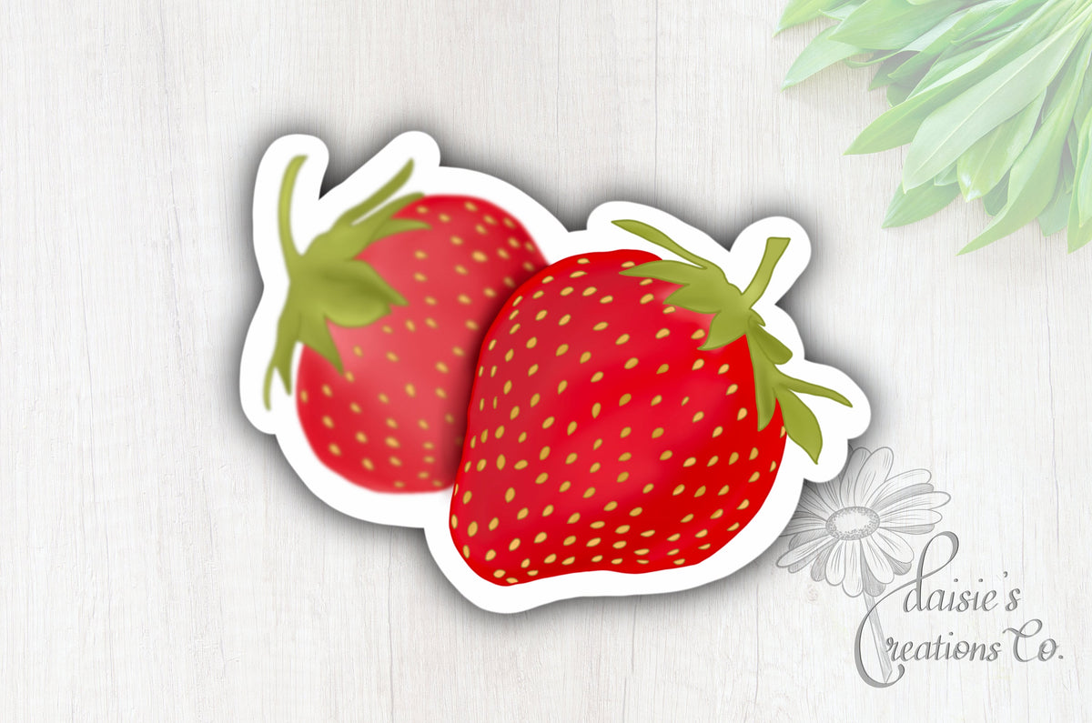 Hand-Drawn Strawberries Vinyl Sticker | Laptop Decal — photo 2