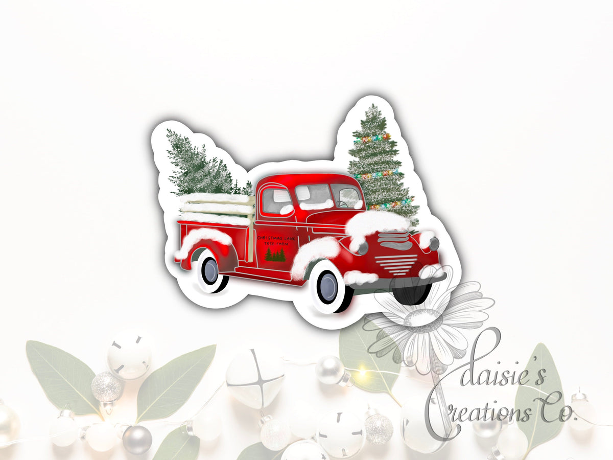 Vintage Christmas Truck Sticker | Vinyl Decal — photo 1