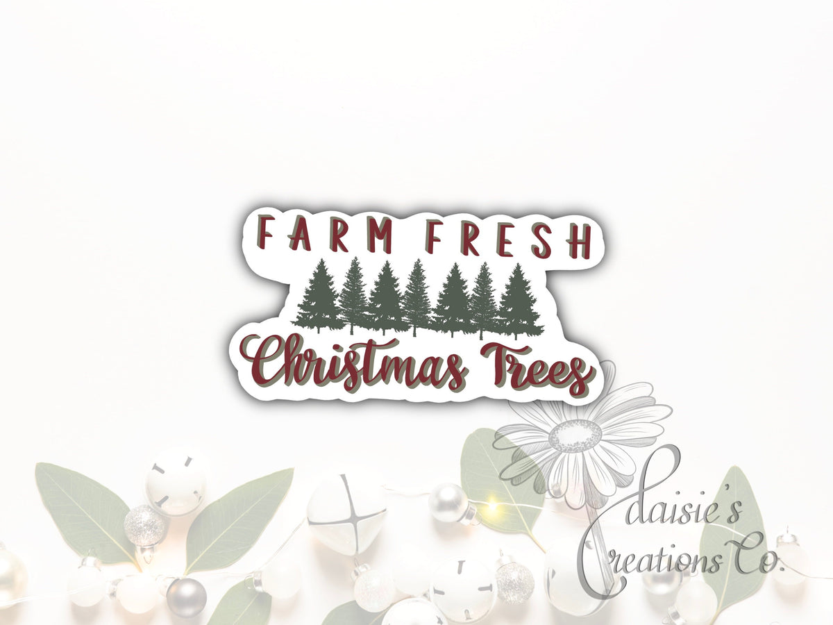 Farm Fresh Christmas Trees Sticker | Holiday Vinyl Decal — photo 1