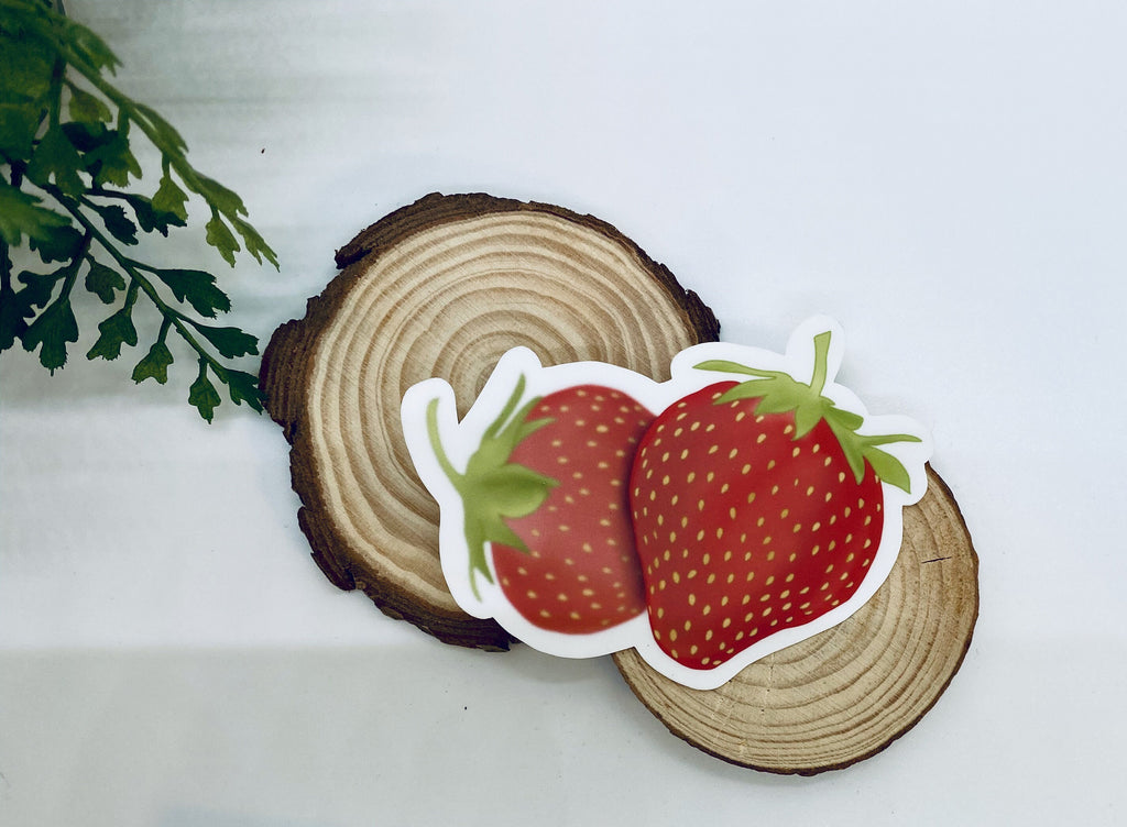 Hand-Drawn Strawberries Vinyl Sticker | Laptop Decal — photo 1