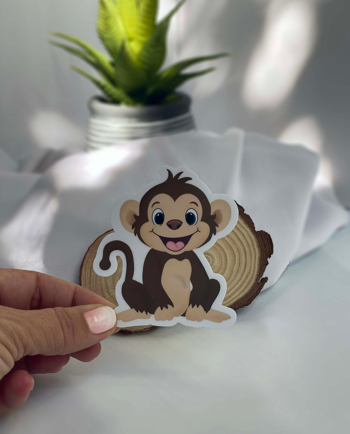 Cute Monkey Vinyl Sticker: Hand-Drawn Animal Decal — photo 2