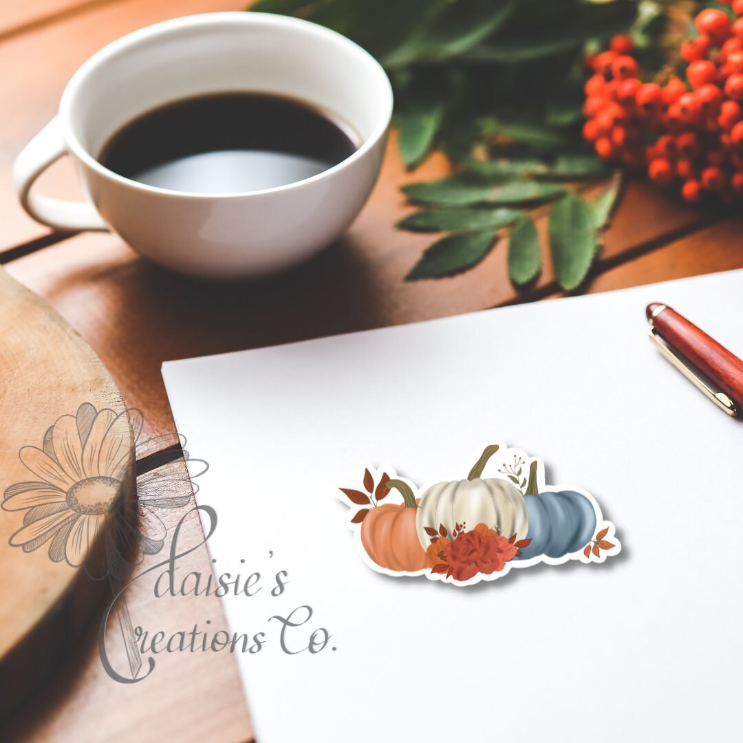 Pumpkin Trio Sticker, Colorful Fall Decal — photo 2