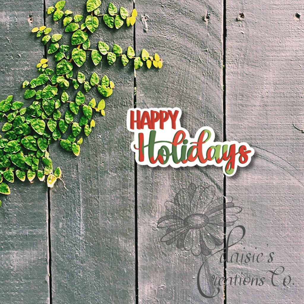 Happy Holidays Sticker | Festive Red and Green Vinyl Decal — photo 2