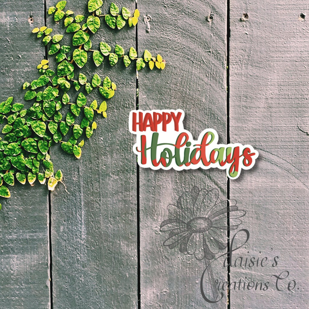 Happy Holidays Sticker | Festive Red and Green Vinyl Decal — photo 2