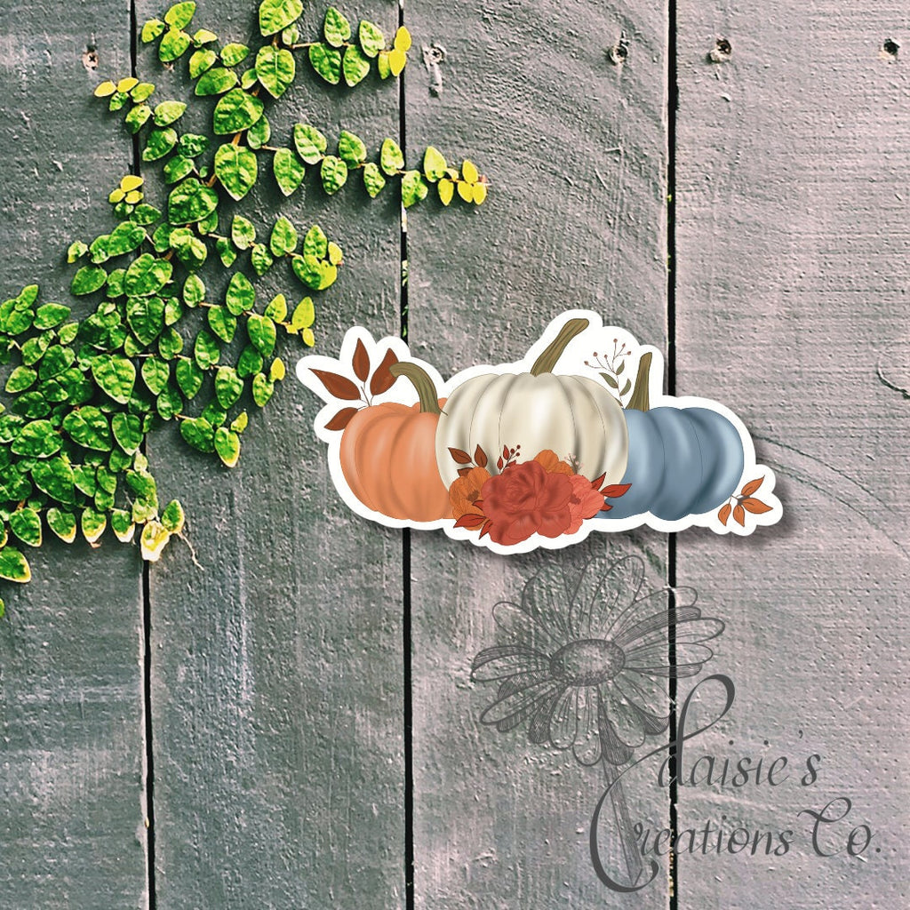 Pumpkin Trio Sticker, Colorful Fall Decal — photo 3