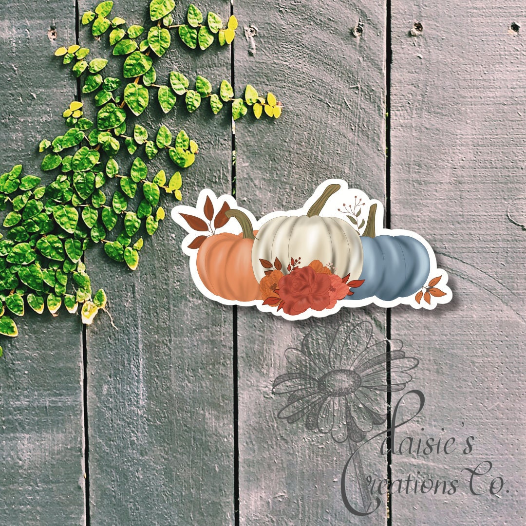 Pumpkin Trio Sticker, Colorful Fall Decal — photo 3