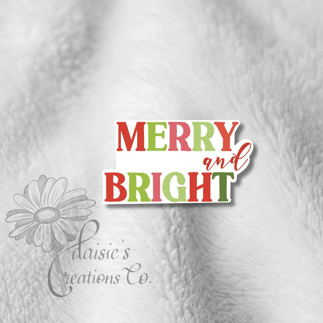 Merry and Bright Christmas Sticker | Holiday Vinyl Decal — photo 1