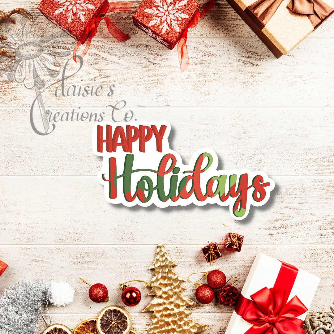 Happy Holidays Sticker | Festive Red and Green Vinyl Decal — photo 3