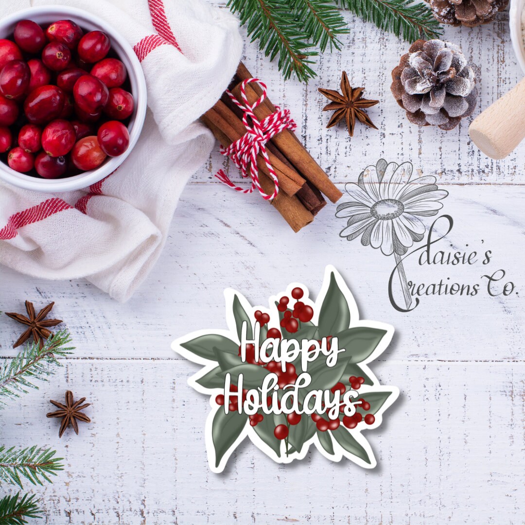 Happy Holidays Sticker | Mistletoe Vinyl Decal — photo 3