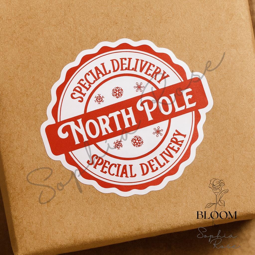 North Pole Sticker: Christmas Special Delivery, Red & White — photo 2