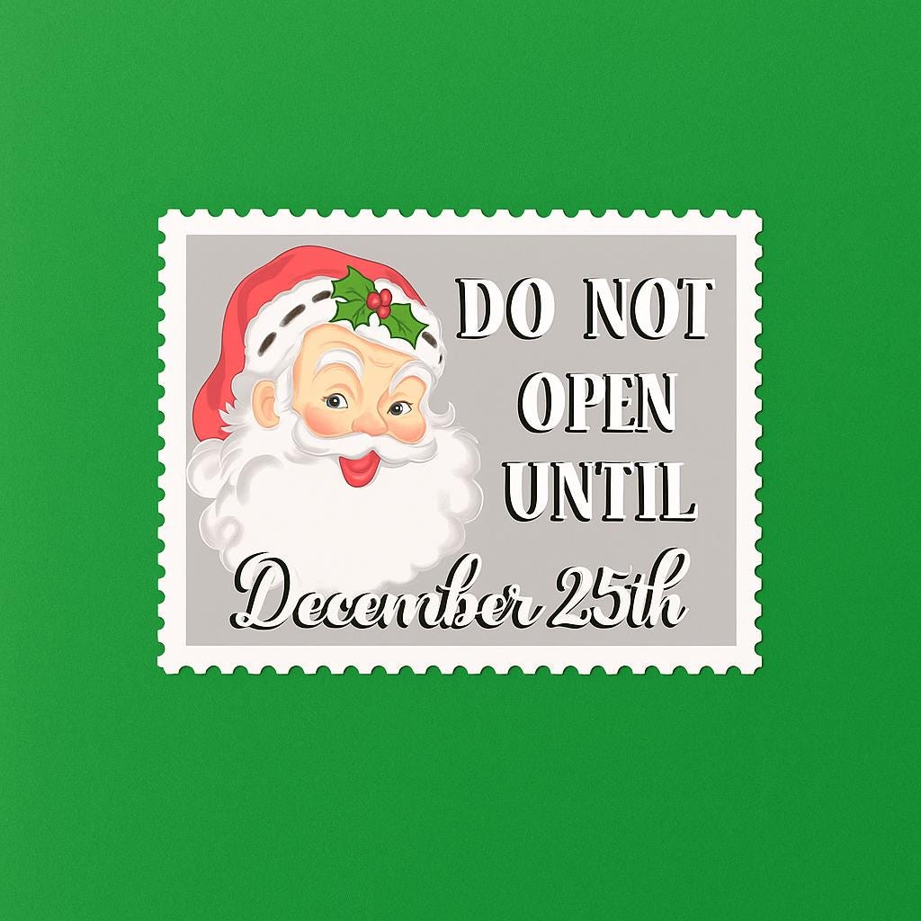 Vintage Santa Christmas Sticker | Do Not Open Until December 25th, Matte Vinyl Holiday Gift Label — photo 2