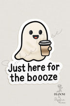 Funny Ghost Booze Sticker: Halloween Coffee Cup, Waterproof Vinyl Decal — photo 1