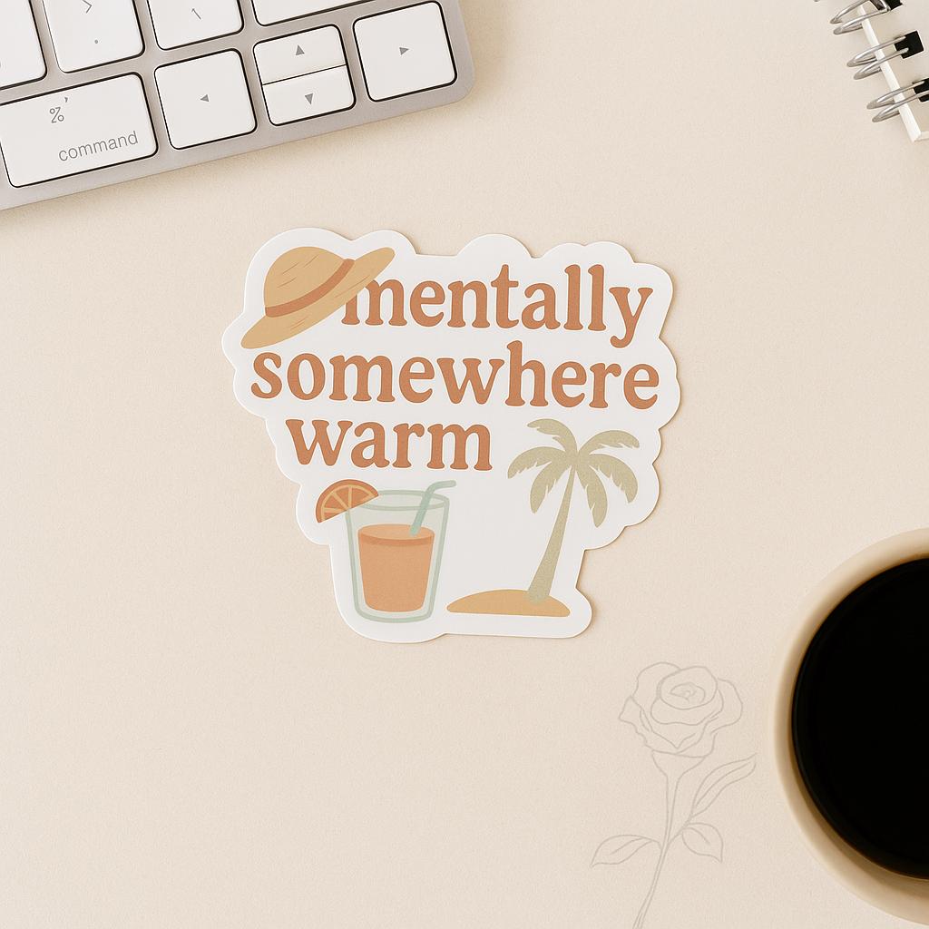 Mentally Somewhere Warm Sticker | Summer Beach Vinyl Decal — photo 4