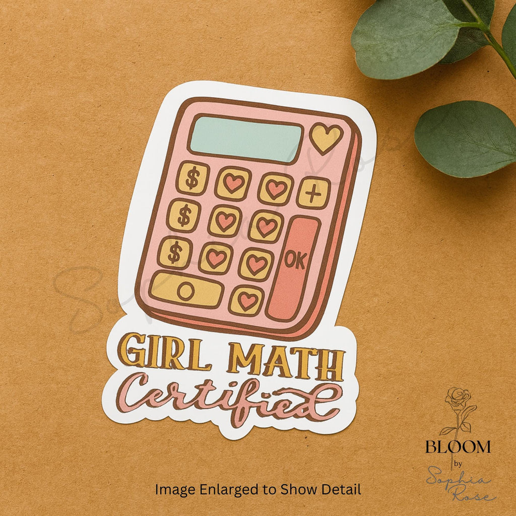 Girl Math Certified Sticker: Funny Pink Calculator, Laptop Decal — photo 3