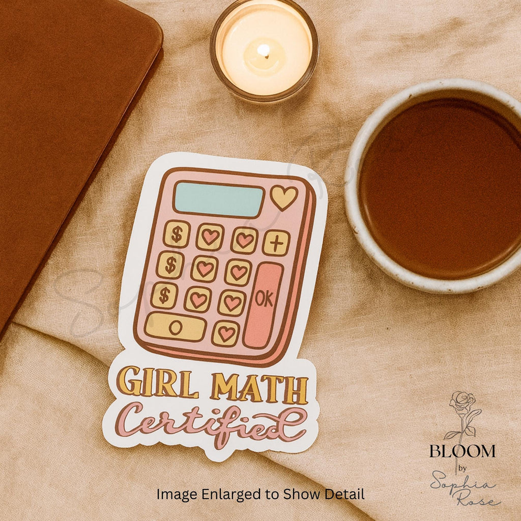 Girl Math Certified Sticker: Funny Pink Calculator, Laptop Decal — photo 4