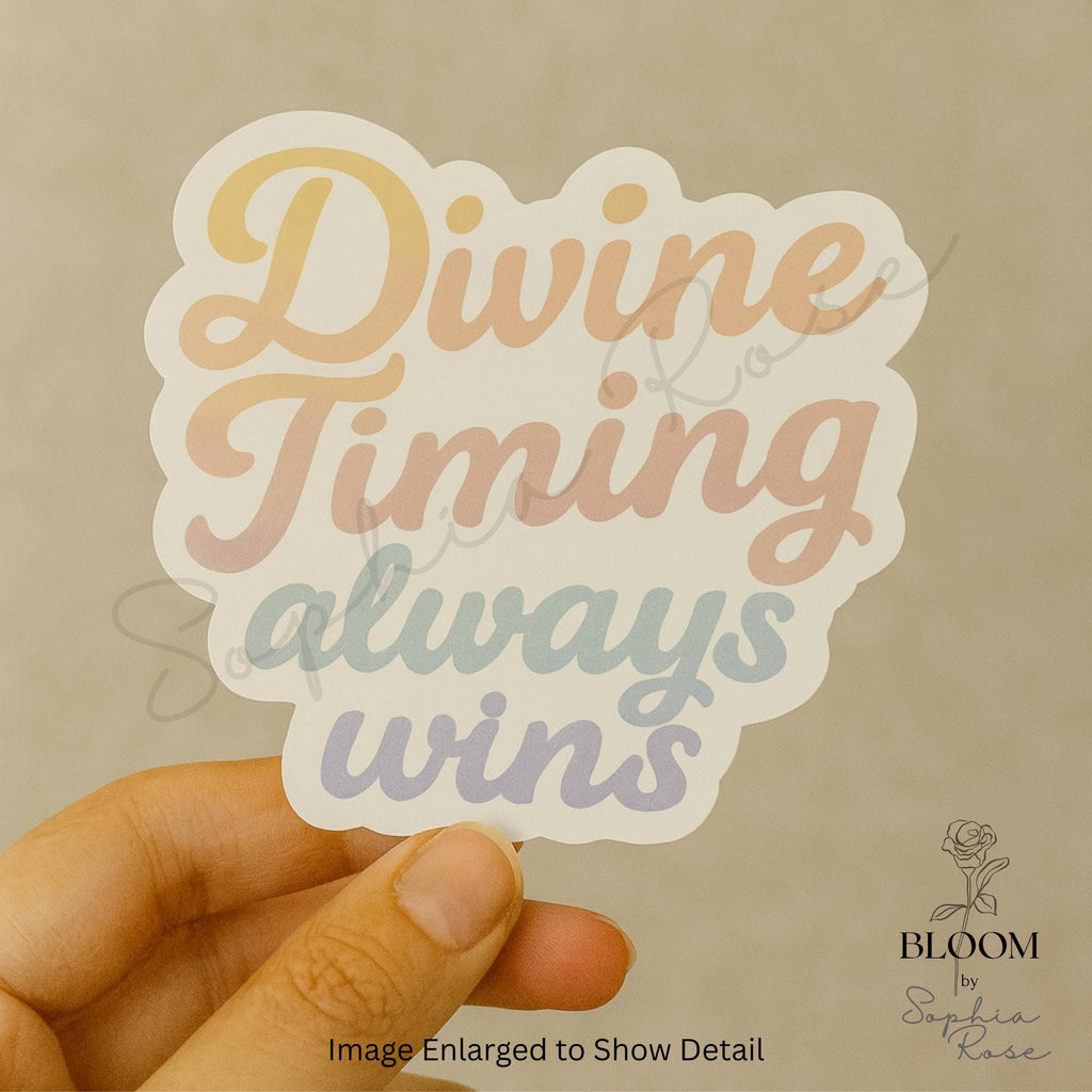 Divine Timing Always Wins Sticker, Pastel Gradient Motivational Quote, Spiritual Self Care Vinyl Sticker — photo 4