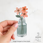 Floral Mason Jar Sticker: Peach Flowers, Vintage Style — photo 2