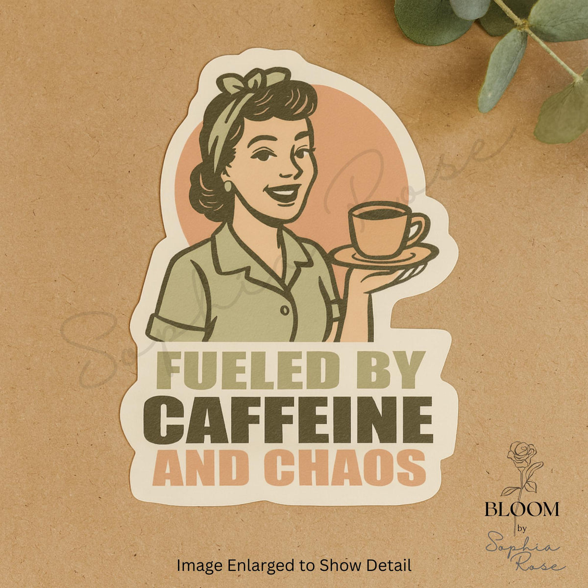 Fueled by Caffeine and Chaos – Retro Coffee Lover Sticker — photo 2