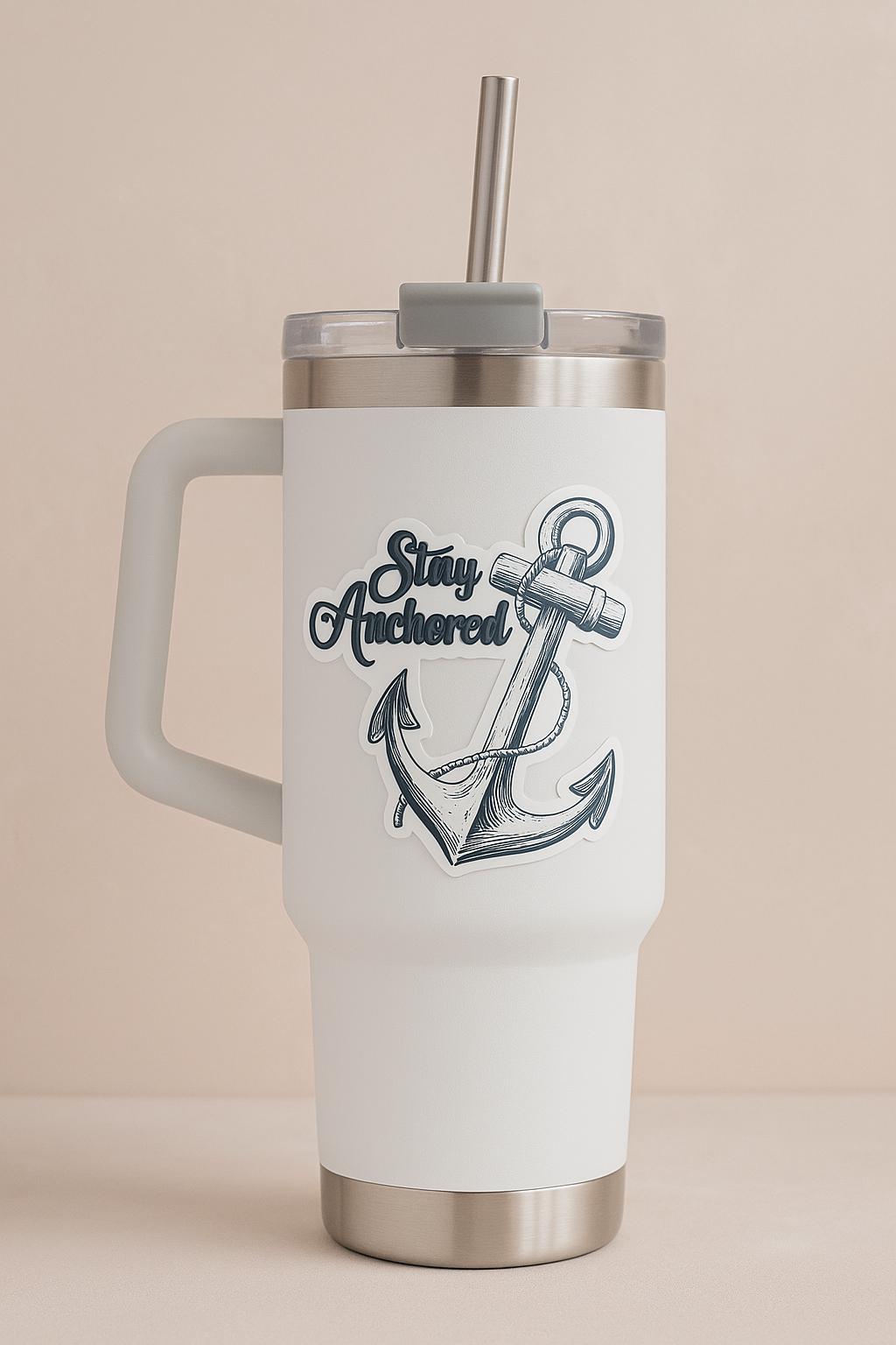 Stay Anchored Vinyl Sticker – Nautical Anchor Quote Sticker for Laptops, Water Bottles & Journals — photo 3