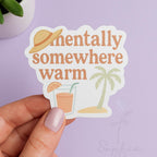 Mentally Somewhere Warm Sticker | Summer Beach Vinyl Decal — photo 3