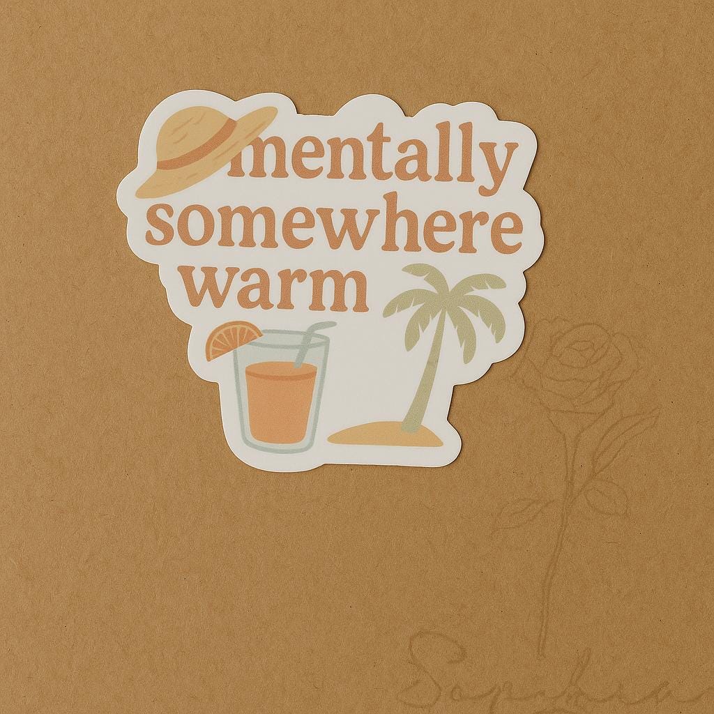 Mentally Somewhere Warm Sticker | Summer Beach Vinyl Decal — photo 5