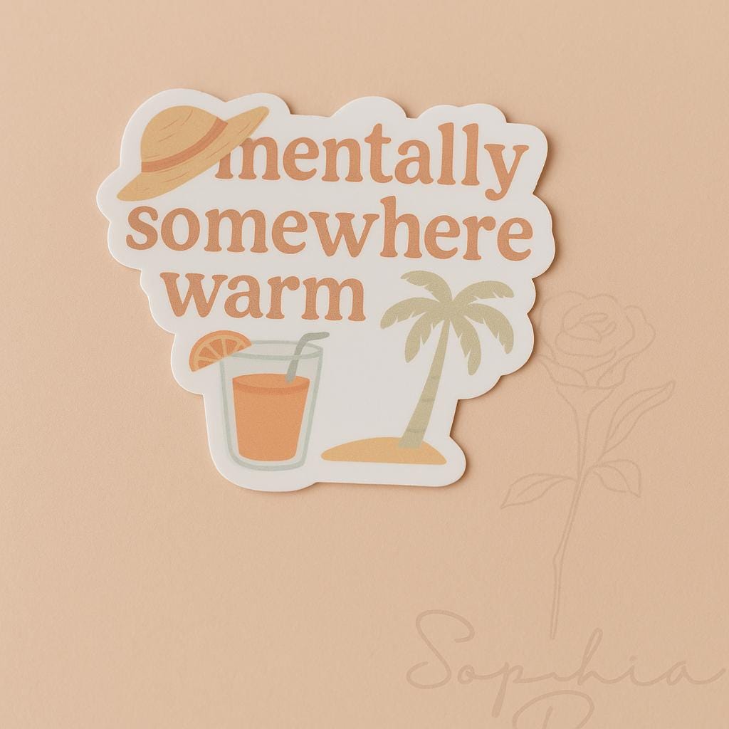 Mentally Somewhere Warm Sticker | Summer Beach Vinyl Decal — photo 1
