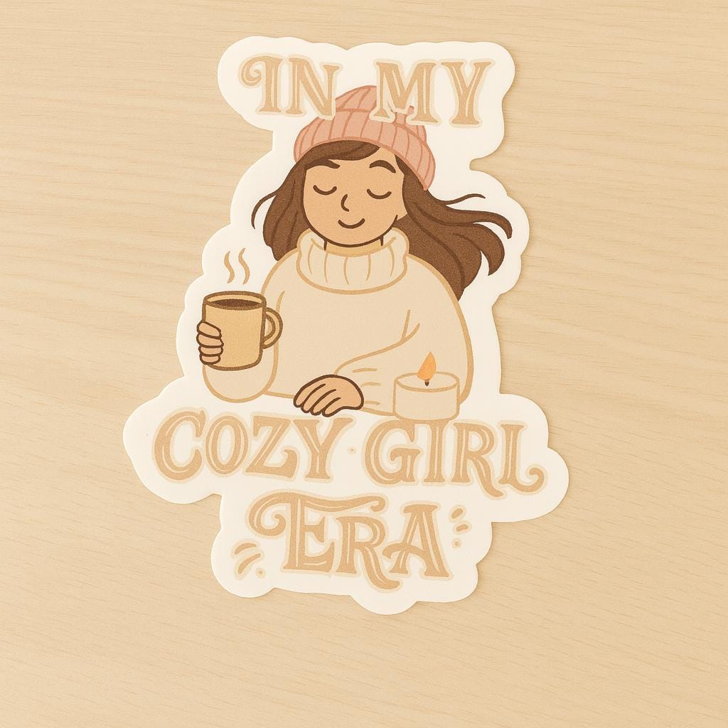 Cozy Girl Era Sticker – Aesthetic Matte Vinyl, Laptop Decal — photo 1
