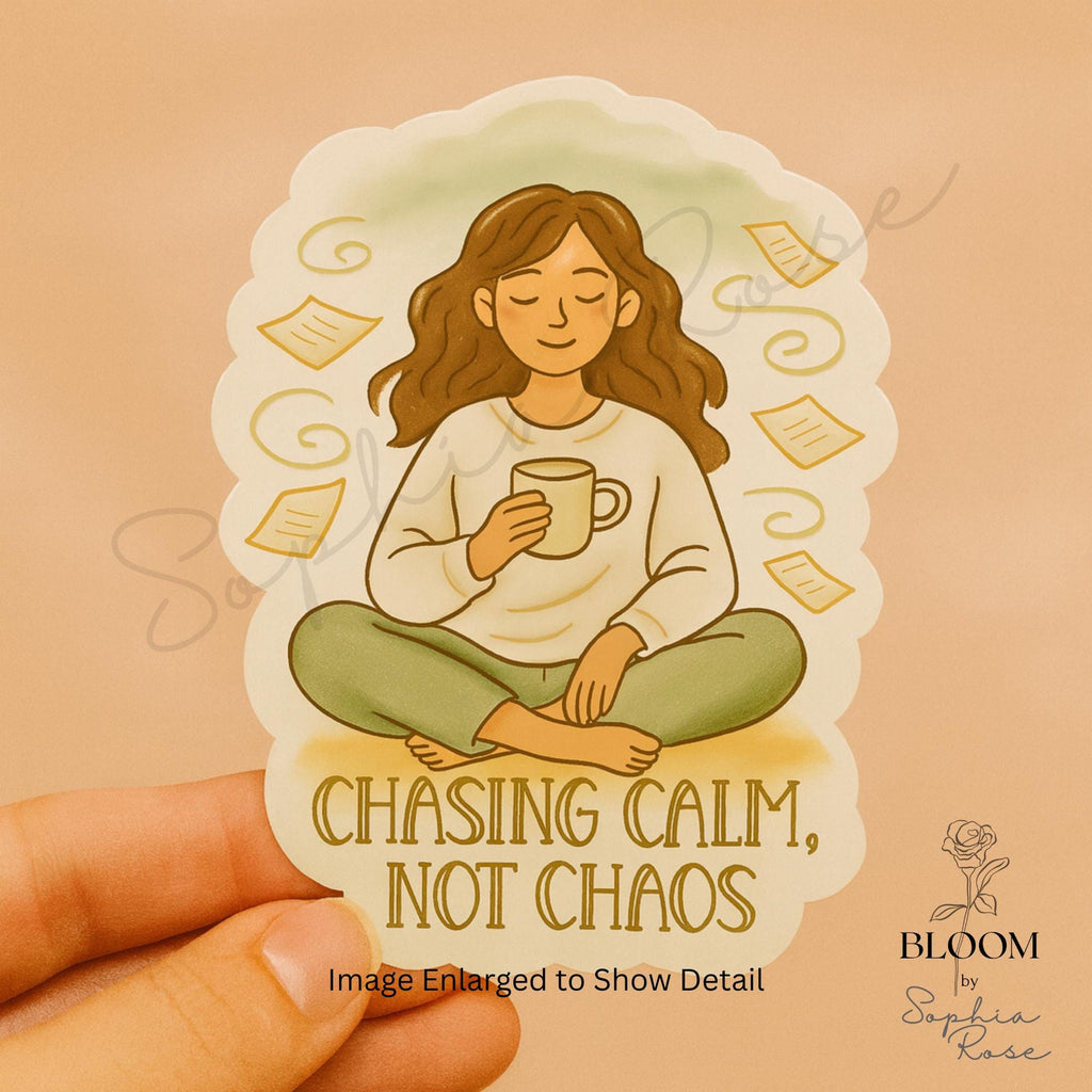 Mindfulness Vinyl Sticker: Chasing Calm, Not Chaos - Laptop, Water Bottle, Journal — photo 1