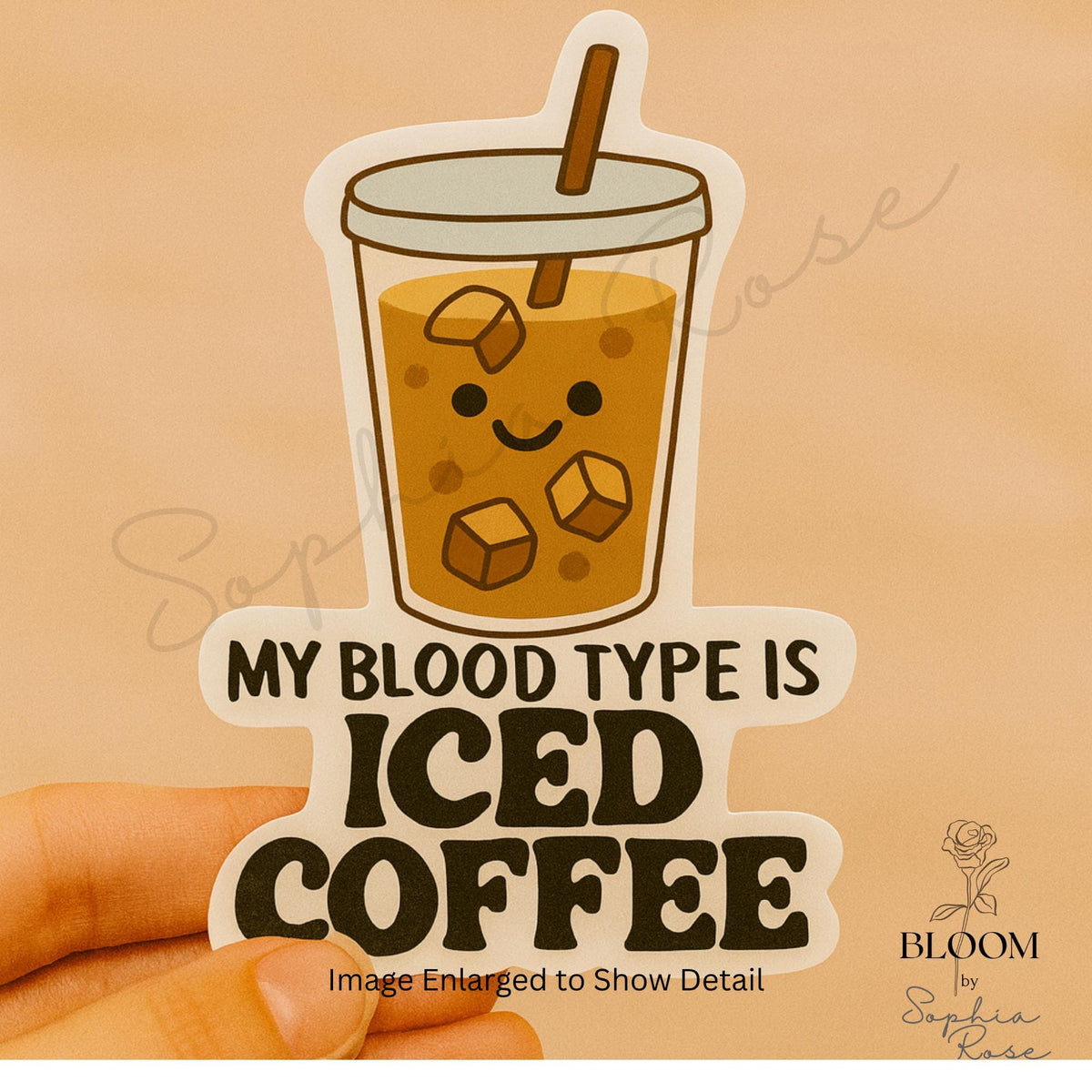 Iced Coffee Blood Type Vinyl Sticker – Funny Laptop Decal — photo 1