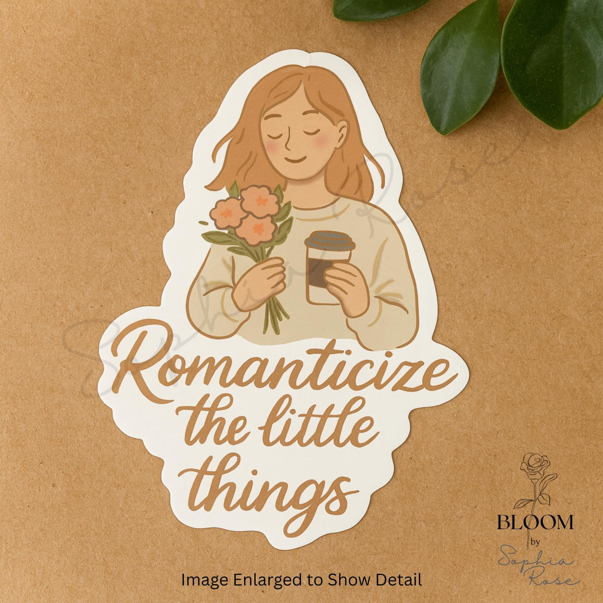 Romanticize the Little Things Sticker, Cozy Coffee and Flowers Decal — photo 3
