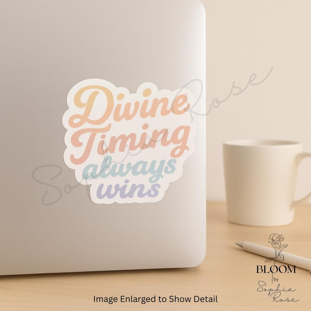Divine Timing Always Wins Sticker, Pastel Gradient Motivational Quote, Spiritual Self Care Vinyl Sticker — photo 2