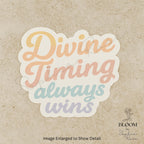 Divine Timing Always Wins Sticker, Pastel Gradient Motivational Quote, Spiritual Self Care Vinyl Sticker — photo 1