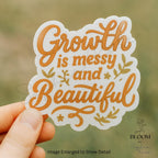 Growth is Messy & Beautiful Sticker - Botanical Orange Vinyl Decal — photo 1