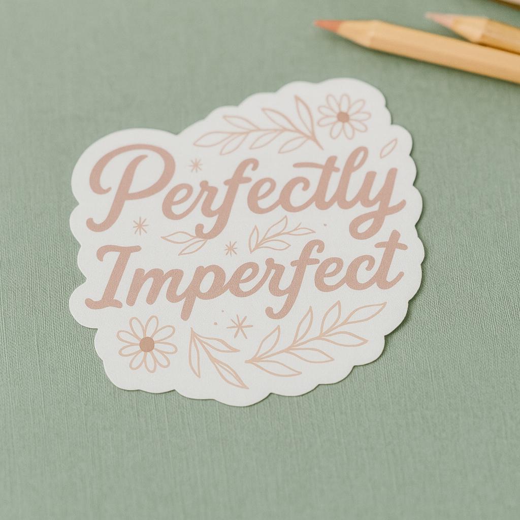 Perfectly Imperfect Sticker: Floral Matte Vinyl, Self-Love Gift — photo 1