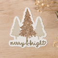 Merry & Bright Christmas Tree Sticker: Rose Gold Glitter Holiday Decor — photo 1