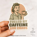 Fueled by Caffeine and Chaos – Retro Coffee Lover Sticker — photo 1