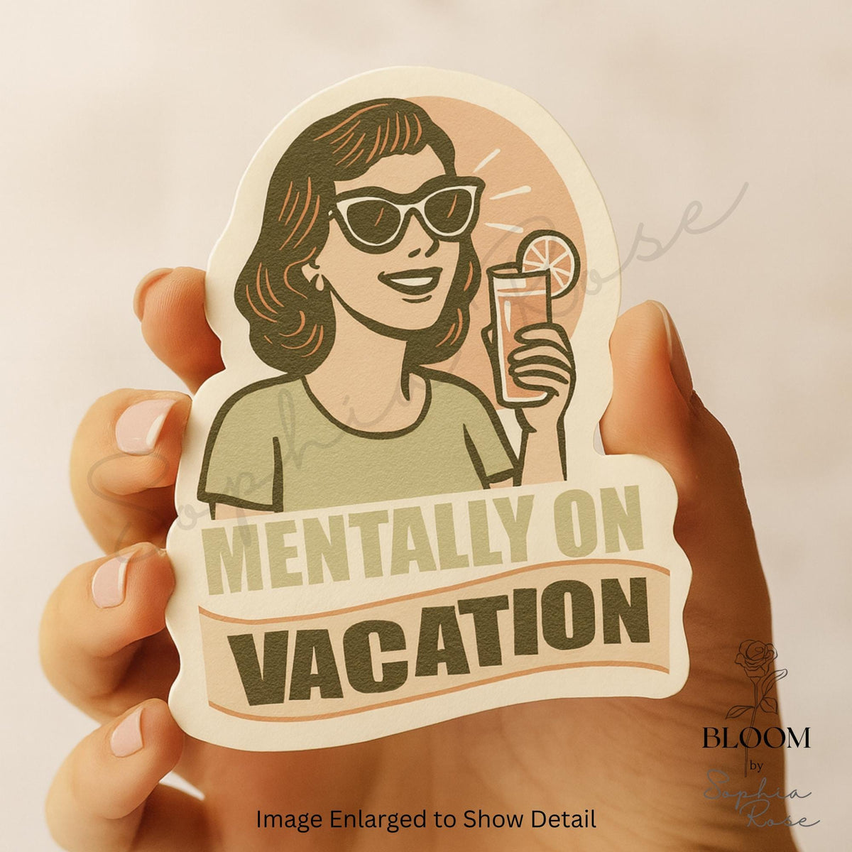 Mentally on Vacation Retro Vinyl Sticker: Summer Laptop Decal — photo 1