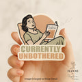 Currently Unbothered Vinyl Sticker – Retro Reading Woman, Waterproof — photo 1