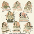 Retro Sass Sticker Collection, Vinyl Matte Sticker, Set of 8 Stickers — photo 1