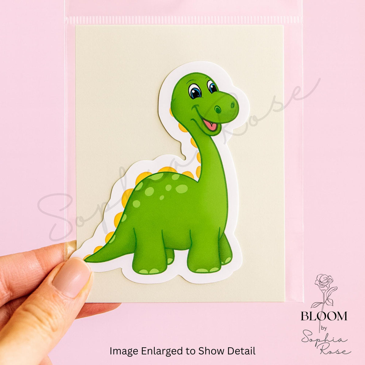 Green Brontosaurus Sticker | Happy Dinosaur Decal, Kids Decor — photo 3