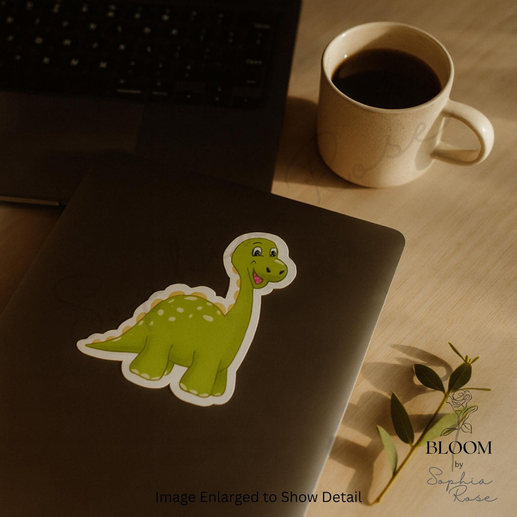 Green Brontosaurus Sticker | Happy Dinosaur Decal, Kids Decor — photo 2