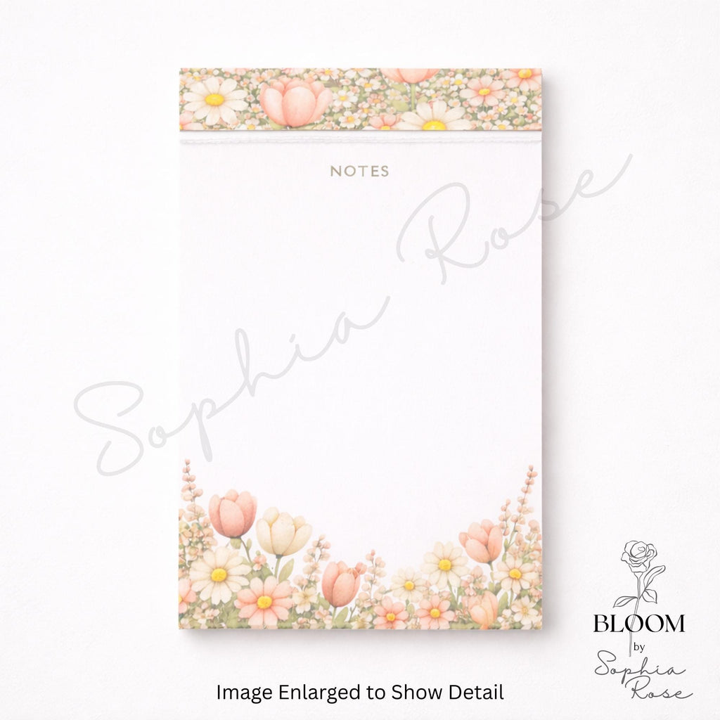 Floral Notes Notepad | Perforated Notepad 5x7 | Pretty Flower Desk Pad | Tear Off Notes Pad | Gift for Her — photo 1