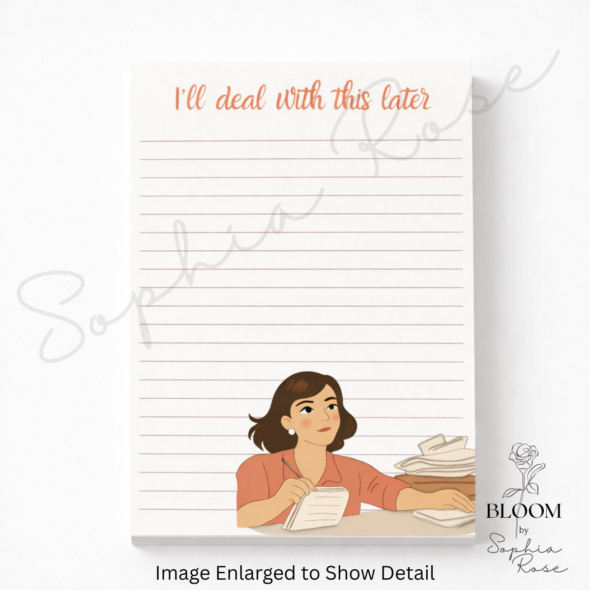 Funny Notepad | 5x7 Lined Notepad | Productivity Humor Desk Pad | Cute Illustrated To-Do Notepad | Gift for Busy Women — photo 7