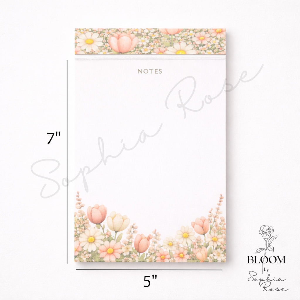 Floral Notes Notepad | Perforated Notepad 5x7 | Pretty Flower Desk Pad | Tear Off Notes Pad | Gift for Her — photo 2
