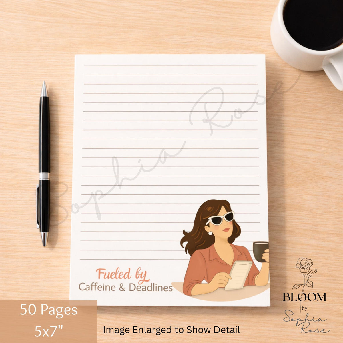 Funny Notepad | 5x7 Lined Notepad | Productivity Humor Desk Pad | Cute Illustrated To-Do Notepad | Gift for Busy Women — photo 3