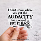 Funny Audacity Vinyl Sticker | Sarcastic Laptop, Water Bottle Decal — photo 1