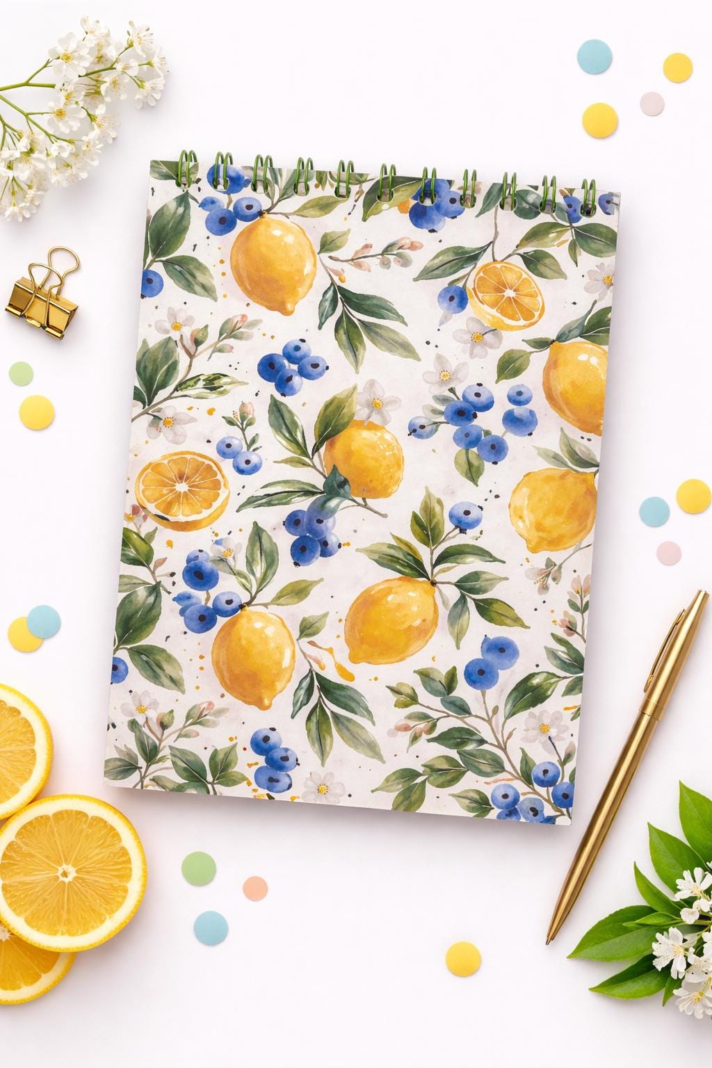 Lemon Blueberry Watercolor Notepad 6x8, Perforated Writing Notebook — photo 1