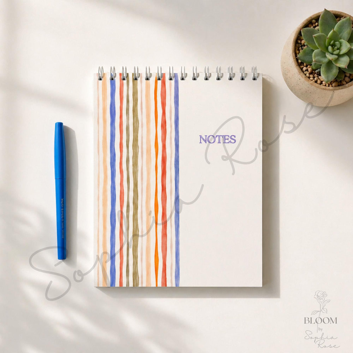 Watercolor Stripe Notepad, 80 Sheets, Top-Bound Journal, Desk Stationery — photo 1