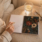 Dark Floral Spiral Notebook with Dividers, Vintage Botanical Journal, 160 Lined Sheets — photo 2